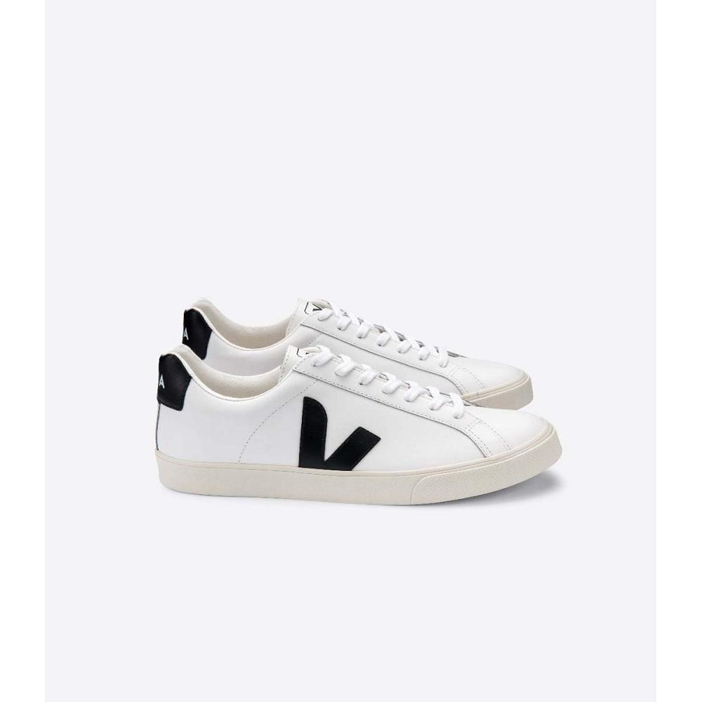 Men\'s Veja ESPLAR LEATHER Sneakers White/Black | SG 306LIS